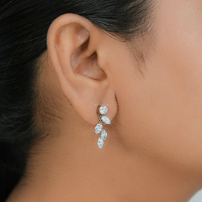 Marquise Drill Lab Diamond Dangle Leaf Earrings Earring