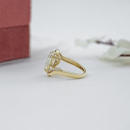 Dual Pear Lab Diamond Bypass Engagement Ring Ring