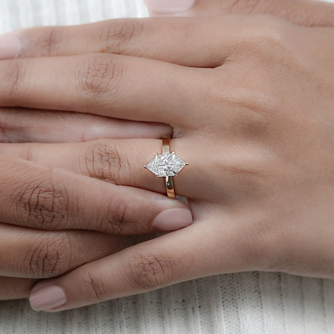Dutch Marquise Lab Diamond Hidden Halo Engagement Ring Rings