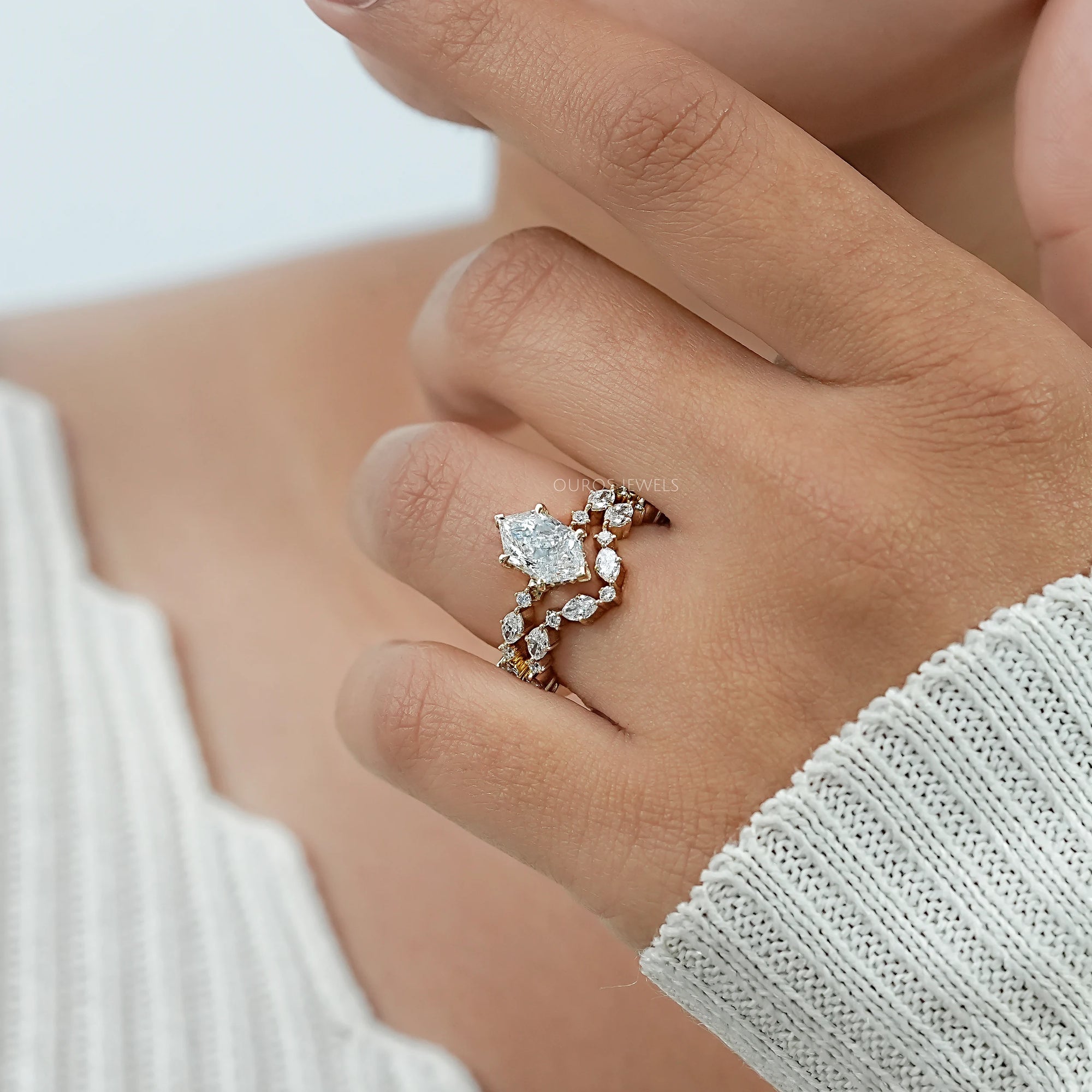 Dutch Marquise Lab Diamond Bridal Ring Set