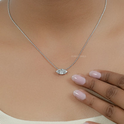 East West Marquise Diamond Solitaire Pendant Necklaces