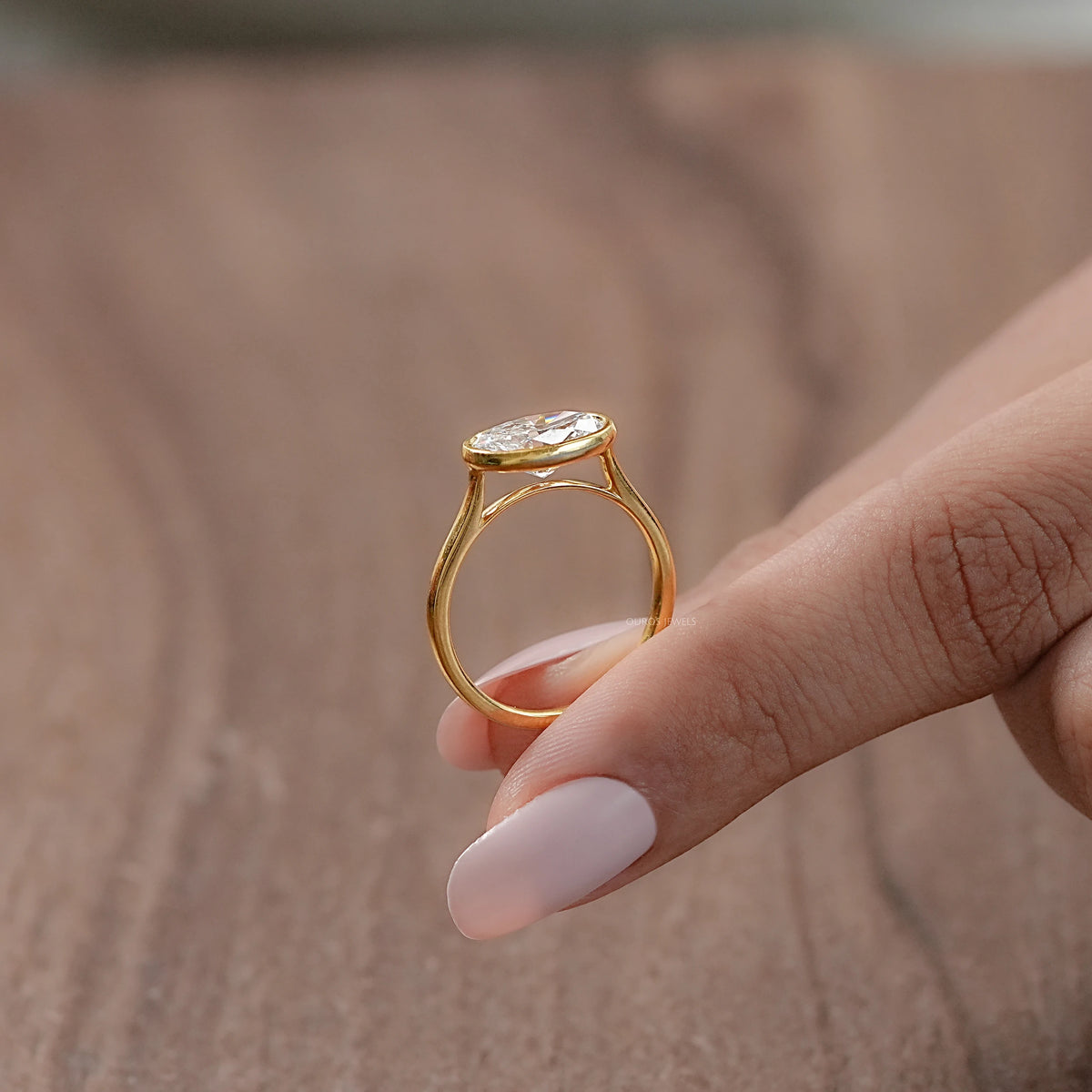 East West Oval Lab Diamond Bezel Set Ring Rings