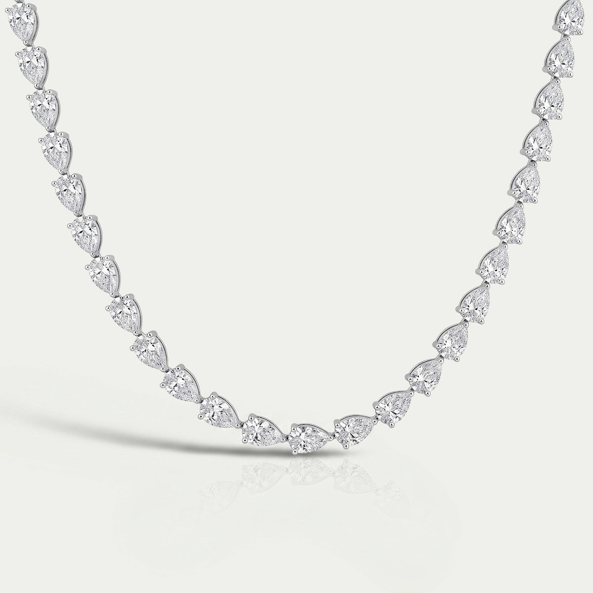 East West Pear Cut Lab Diamond Tennis Necklace Necklaces