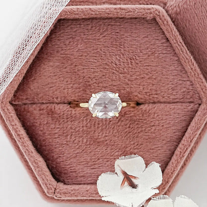East West Rose Cut Oval Diamond Solitaire Ring Ring