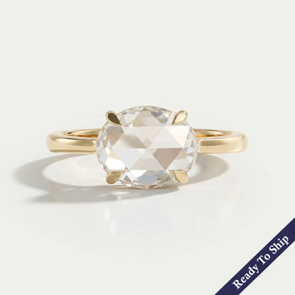 East West Rose Cut Oval Diamond Solitaire Ring Ring