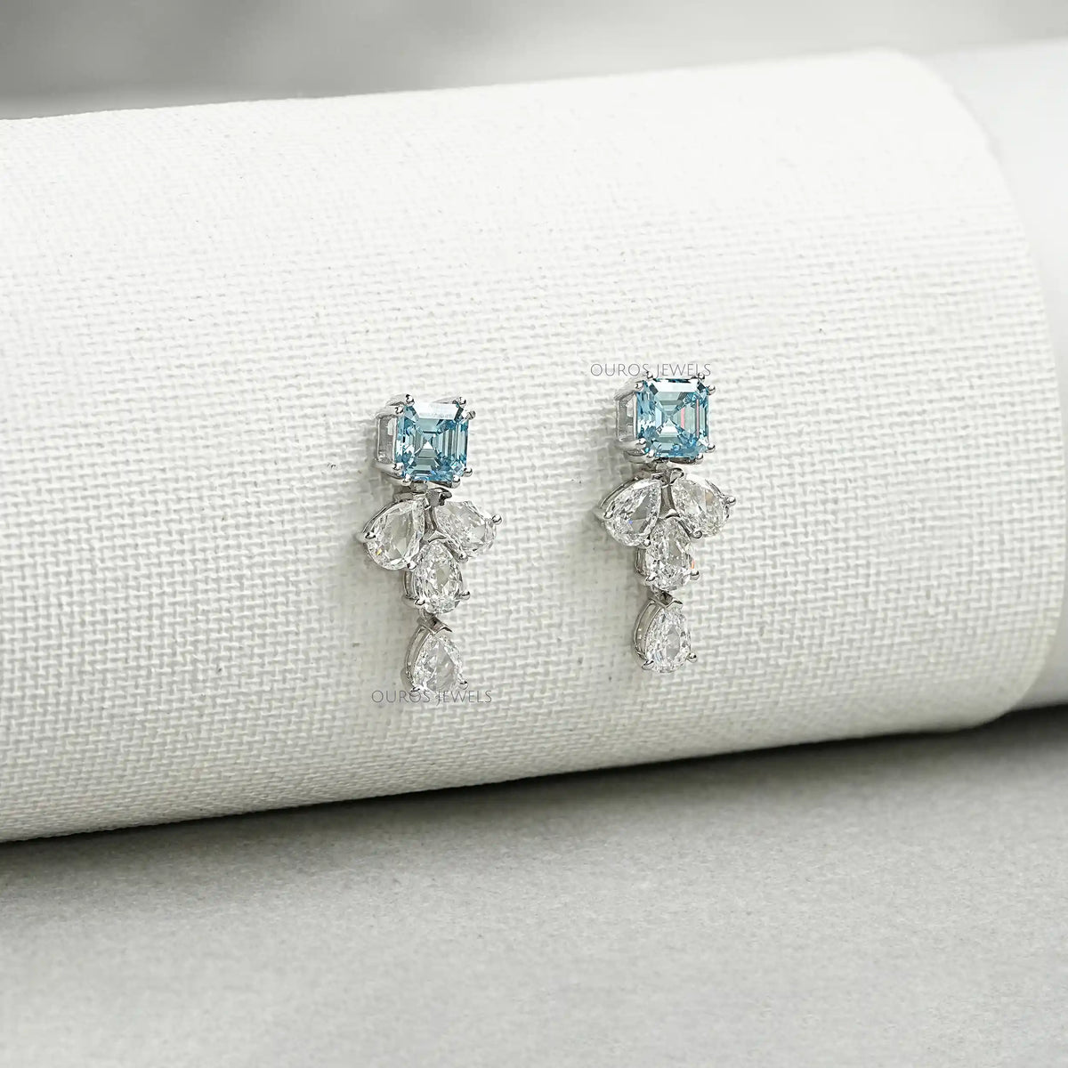 Aquamarine And Diamond Drop Earrings Earrings