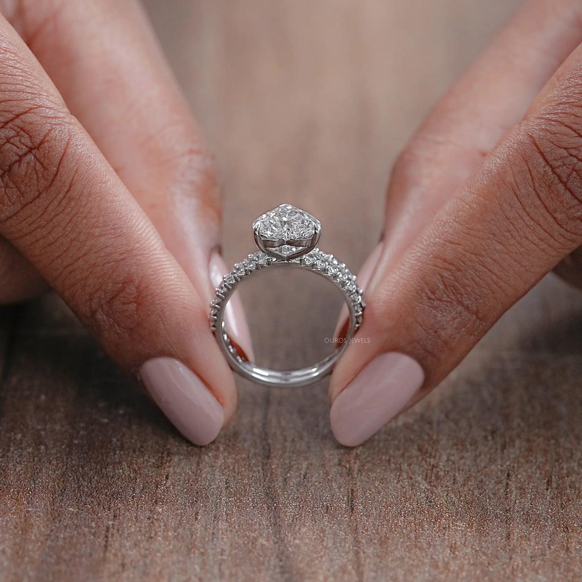 Heart Cut Solitaire Diamond Accent Bridal Ring Set Rings