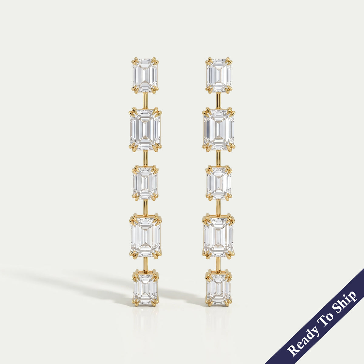 Emerald Lab Diamond Liner Drop Earrings