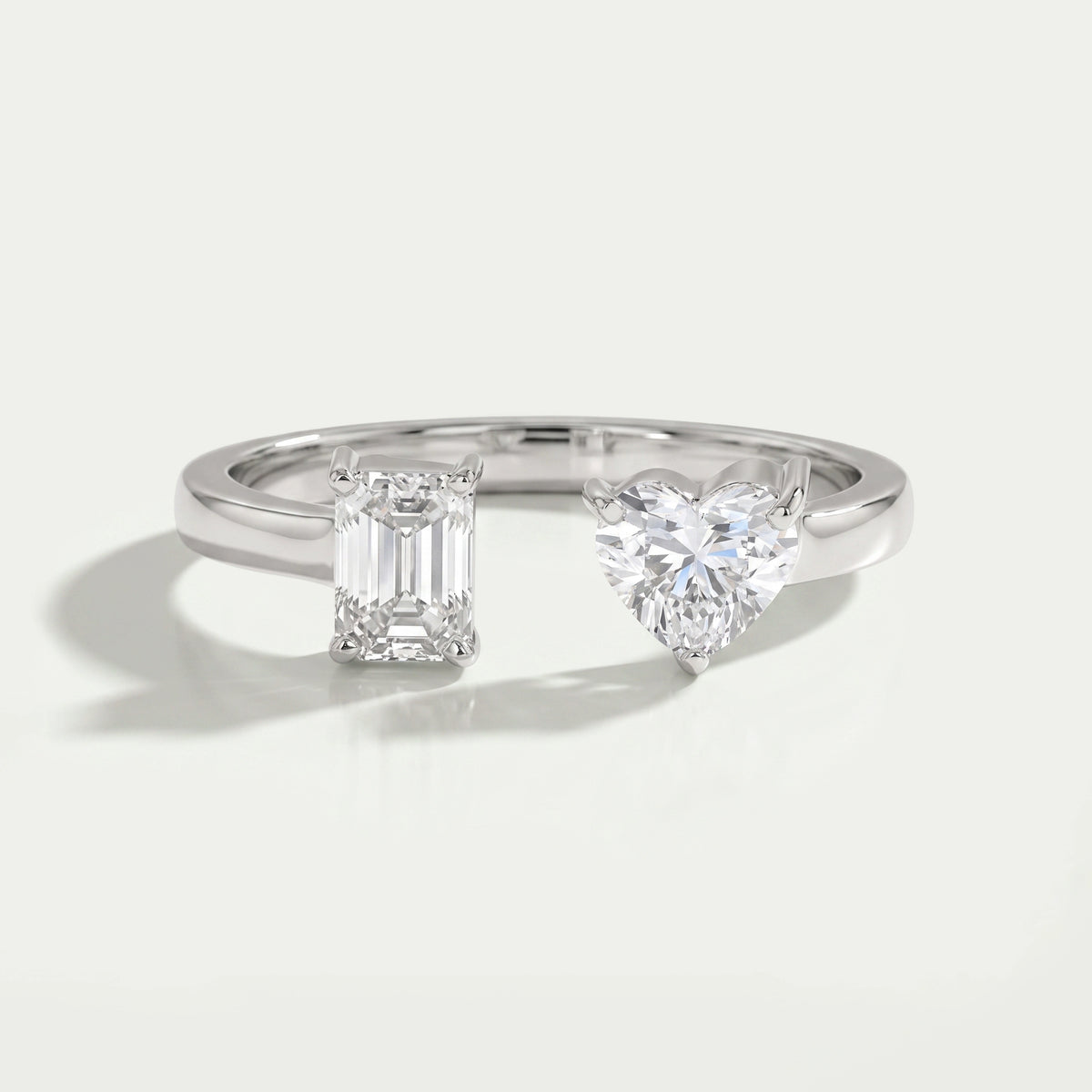 Emerald & Heart Cut Lab Grown Diamond Toi Et Moi Ring