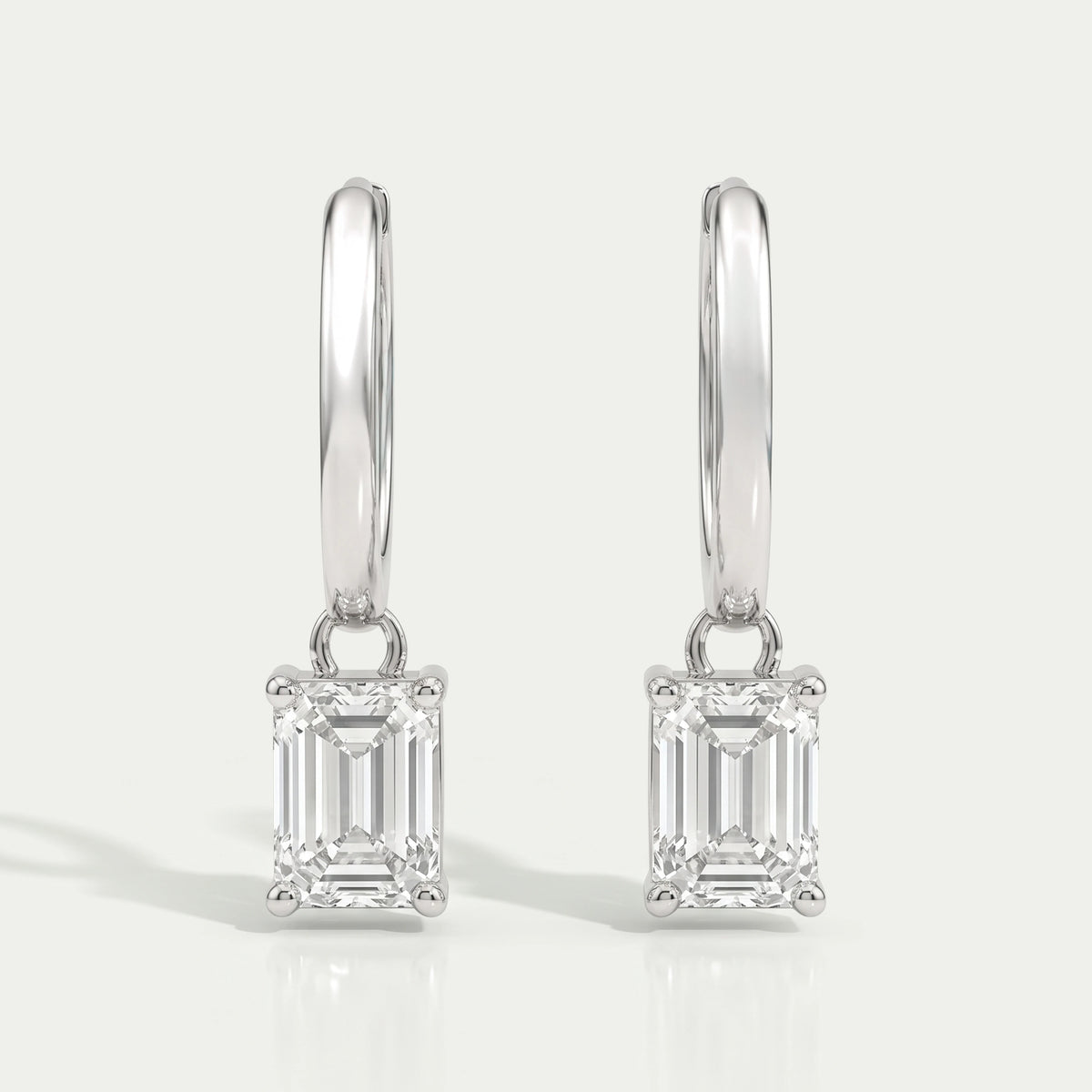 Emerald Lab Diamond Dangle Hoop Earrings
