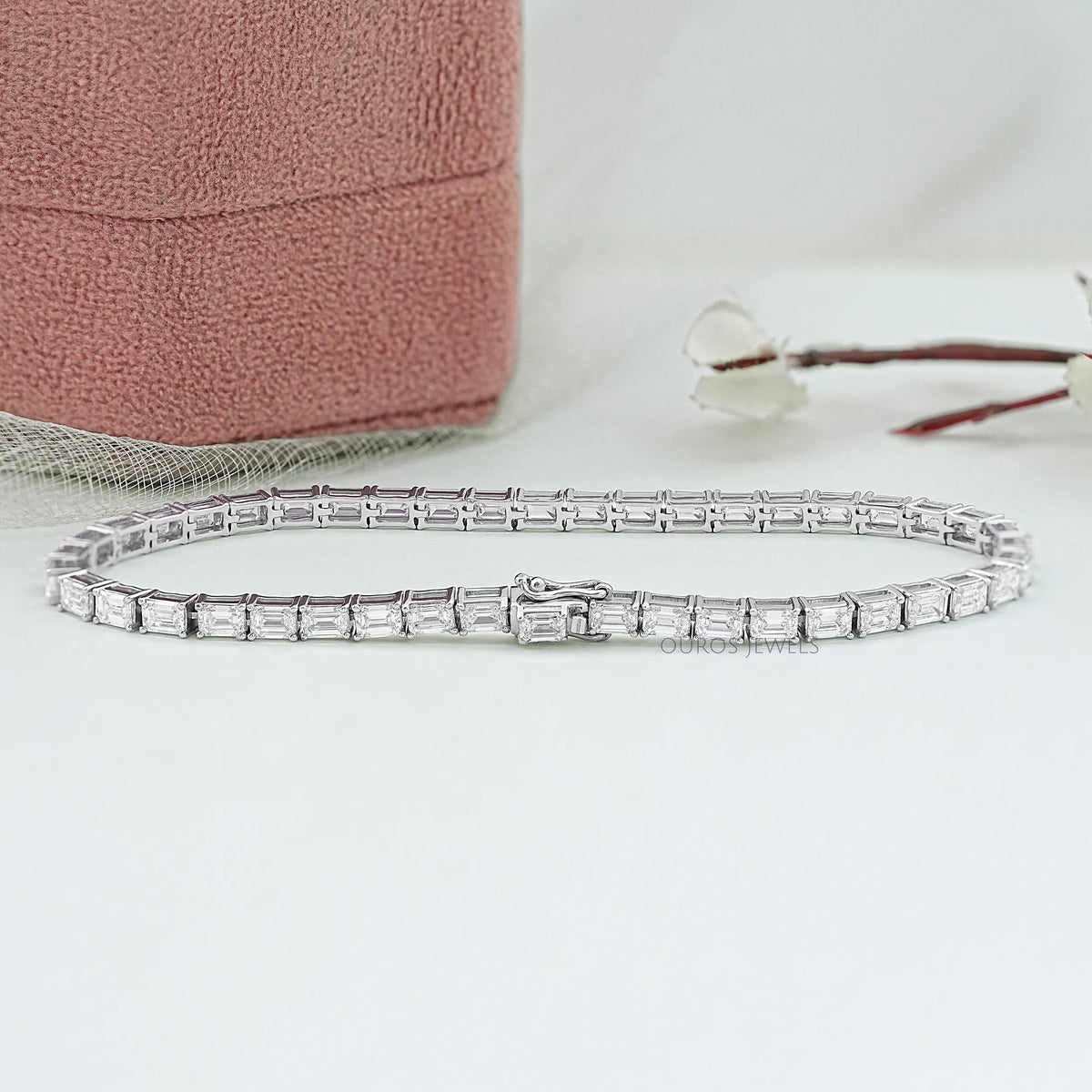 East West Emerald Cut Lab Grown Diamond Tennis Bracelet Bracelet