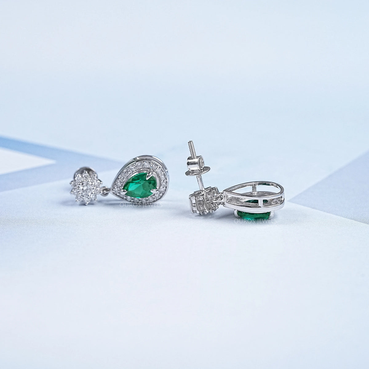 Pear Shape Emerald Drop Earrings Earrings