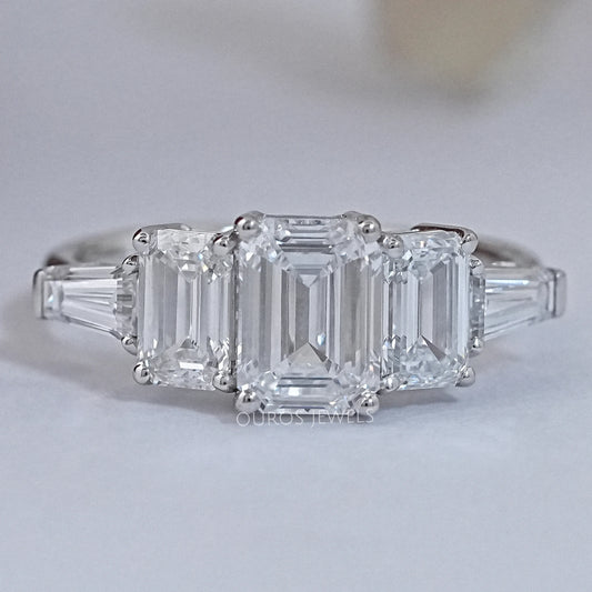 Emerald Lab Diamond Five Stone Engagement Ring Rings