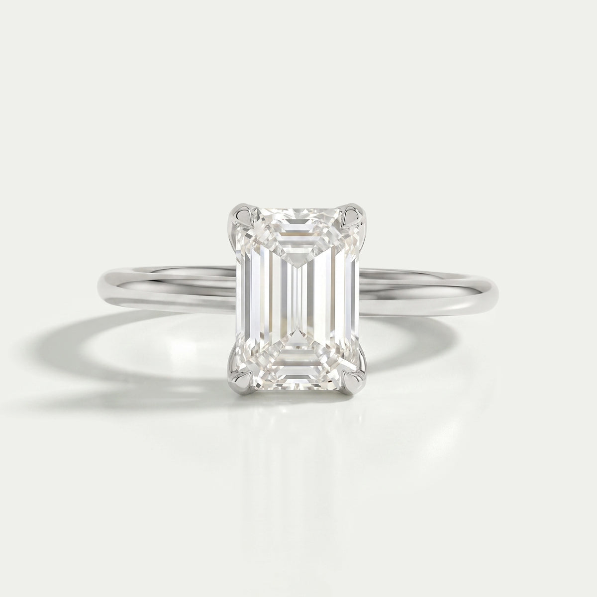 Emerald Cut Tulip Basket Set Engagement Ring Ring