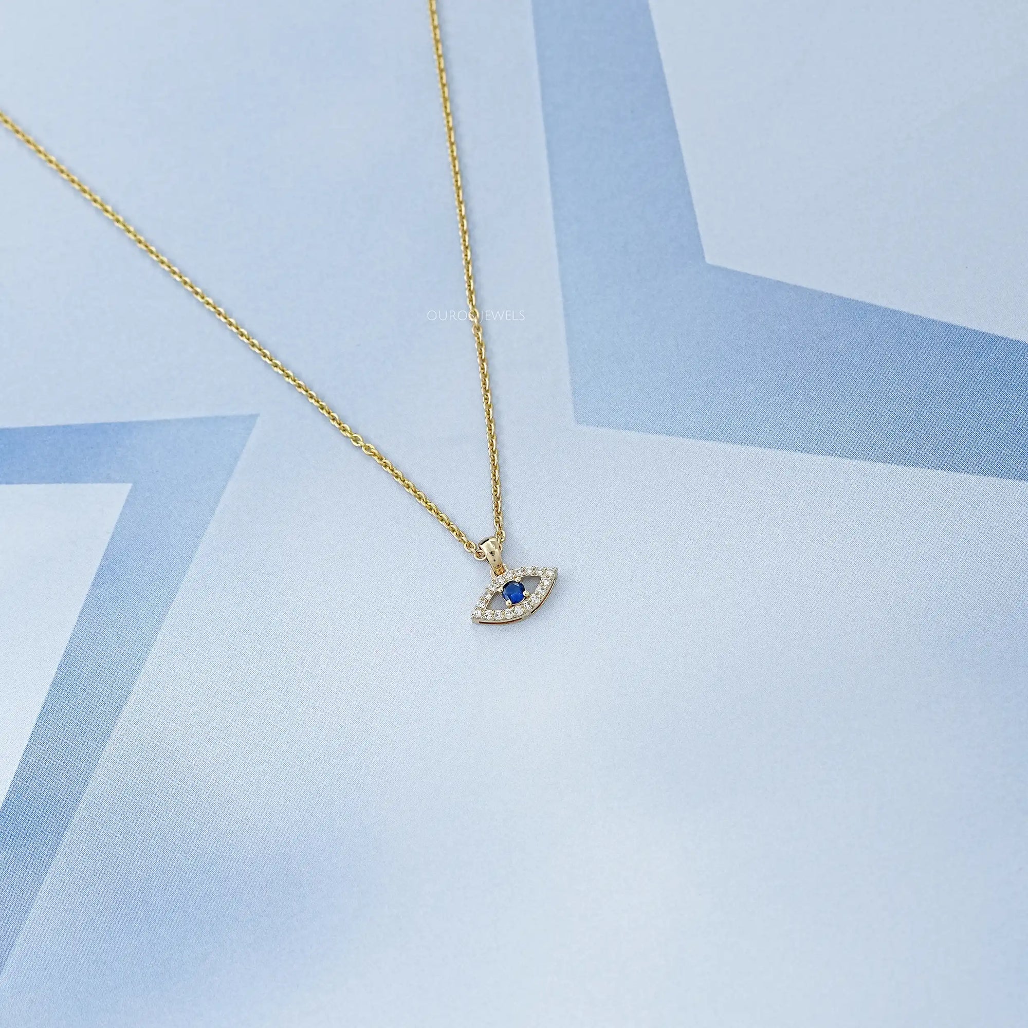 Birth Stone Evil Eye Lab Diamond Pendant Necklaces
