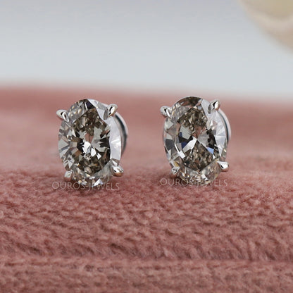 Olive Oval Cut Solitaire Stud Earrings Earring