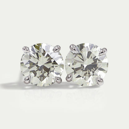 Round Shape Light Green Lab Diamond  Stud