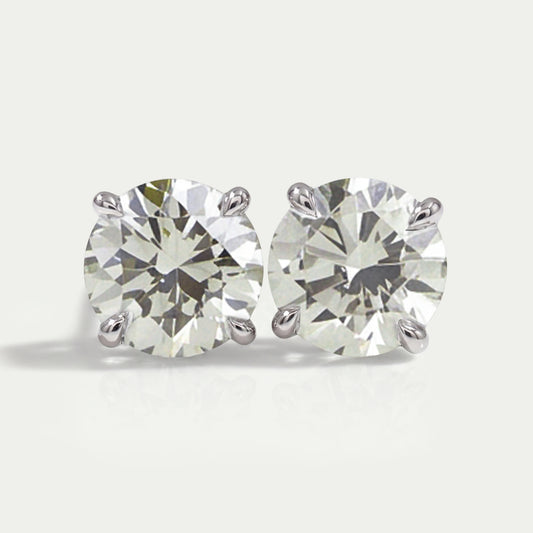Round Shape Light Green Lab Diamond  Stud