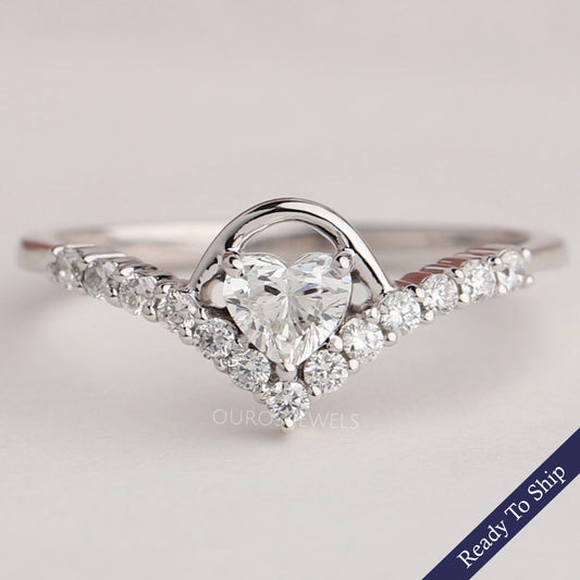 Heart Cut Lab Diamond Curved Ring