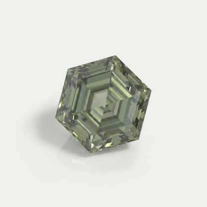 Fancy Vivid Green Step Cut Hexagonal Loose Diamond