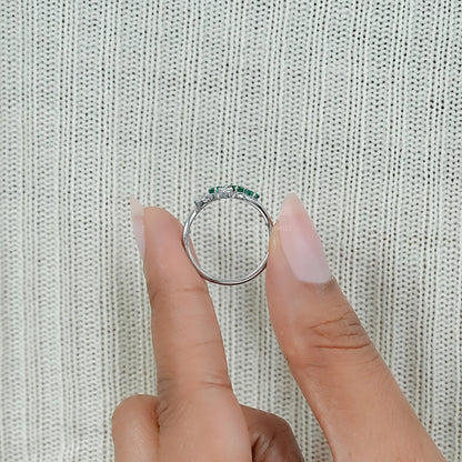 Green Pear Gemstone Cluster Wave Ring