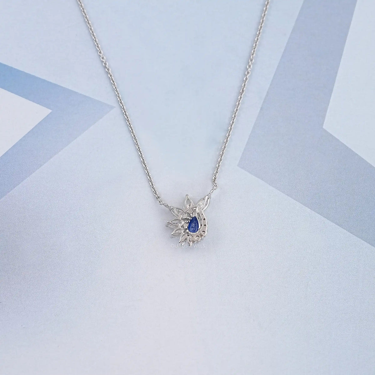 Sapphire Pear And Marquise Floral Cluster Pendant