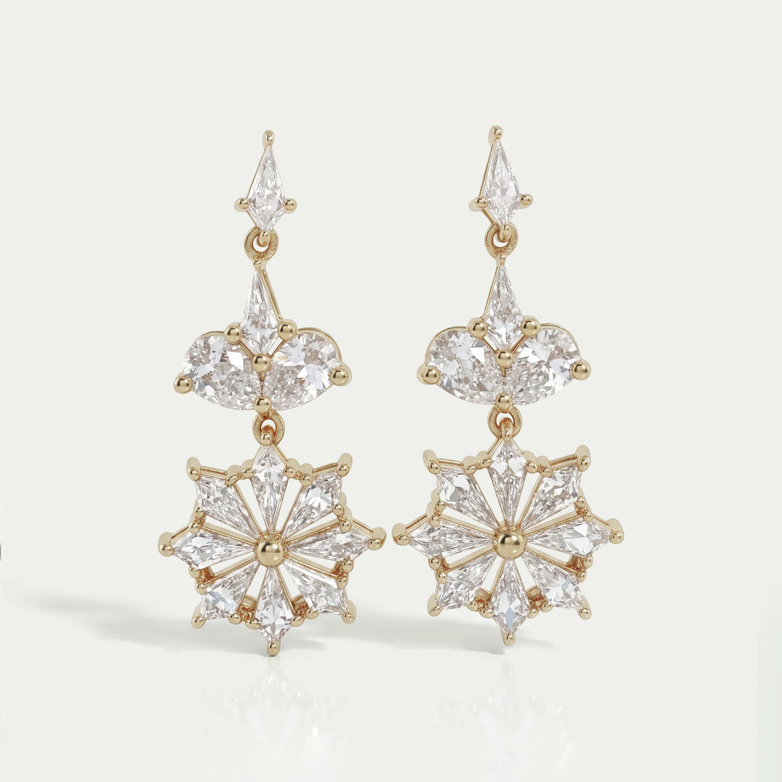 Floral Kite Diamond Dangle Earrings Earring