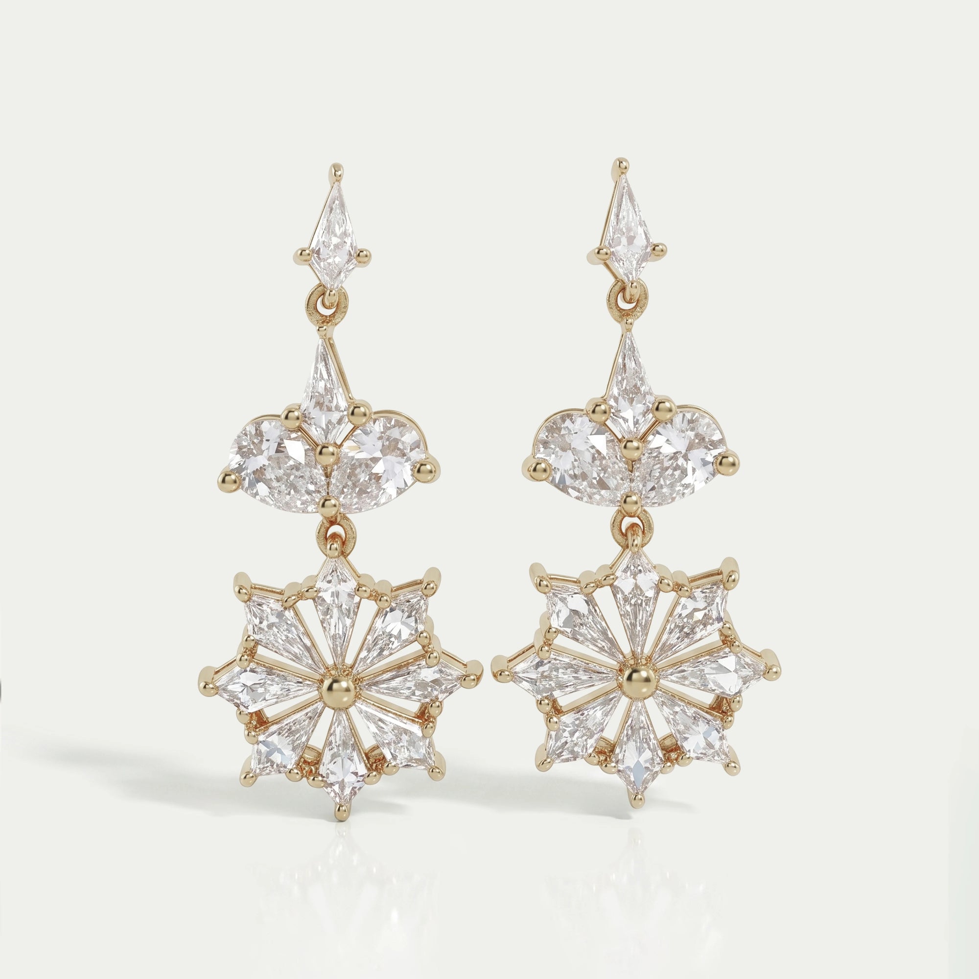 Floral Kite Diamond Dangle Earrings Earring