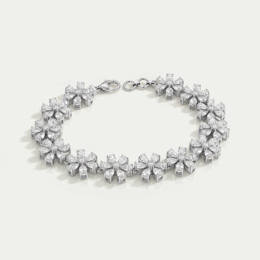 Floral Style Pear Cut Lab Grown Diamond Bracelet
