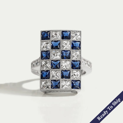 Sapphire Princess Gemstone And French Cut Vintage Ring Rings