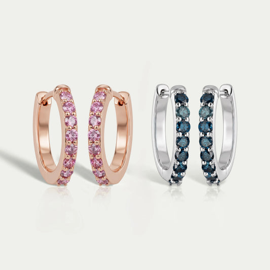 Round Cut Lab Grown Diamond Hoop Huggie Earrings