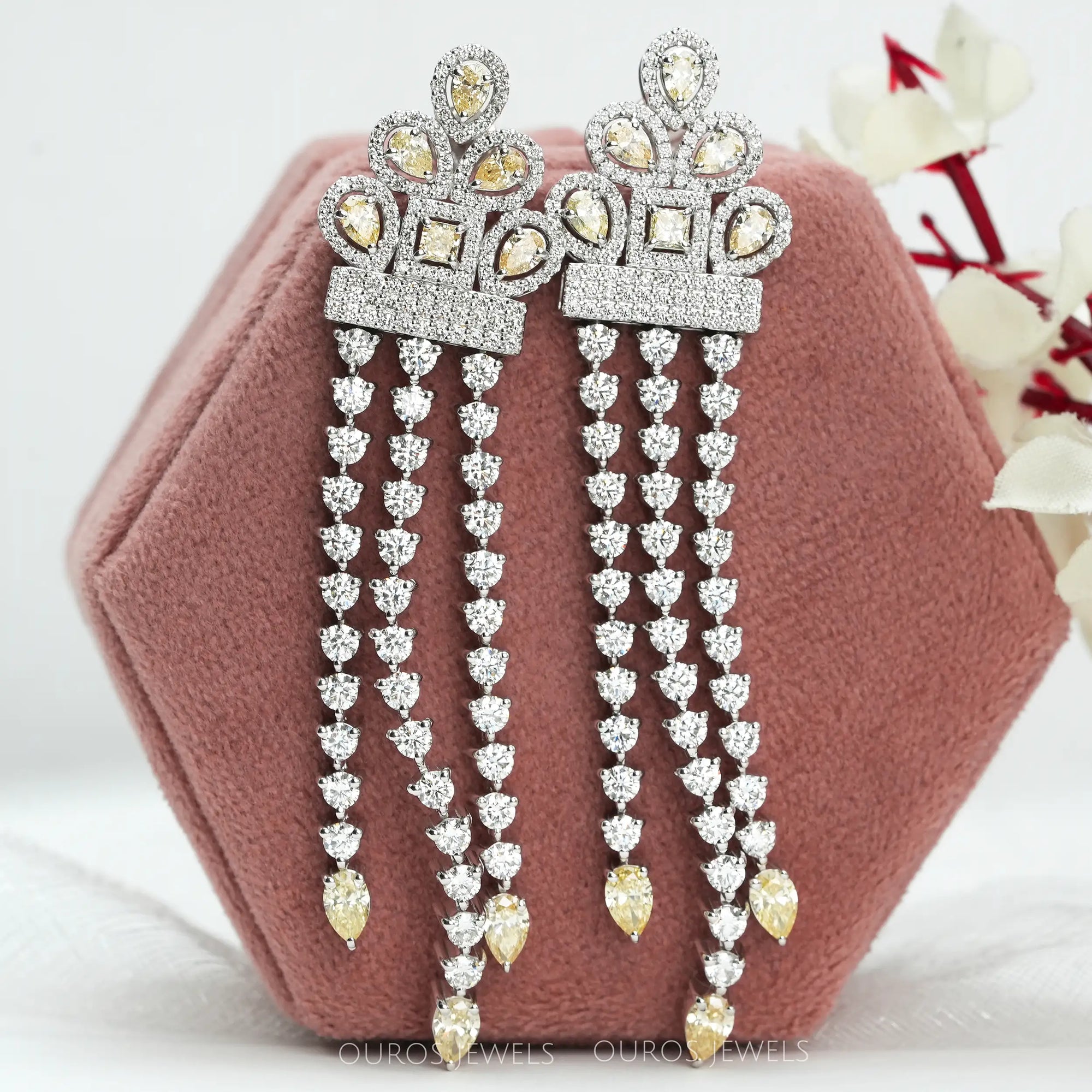 Multi Shape Lab Grown Diamond Chandelier Earrings