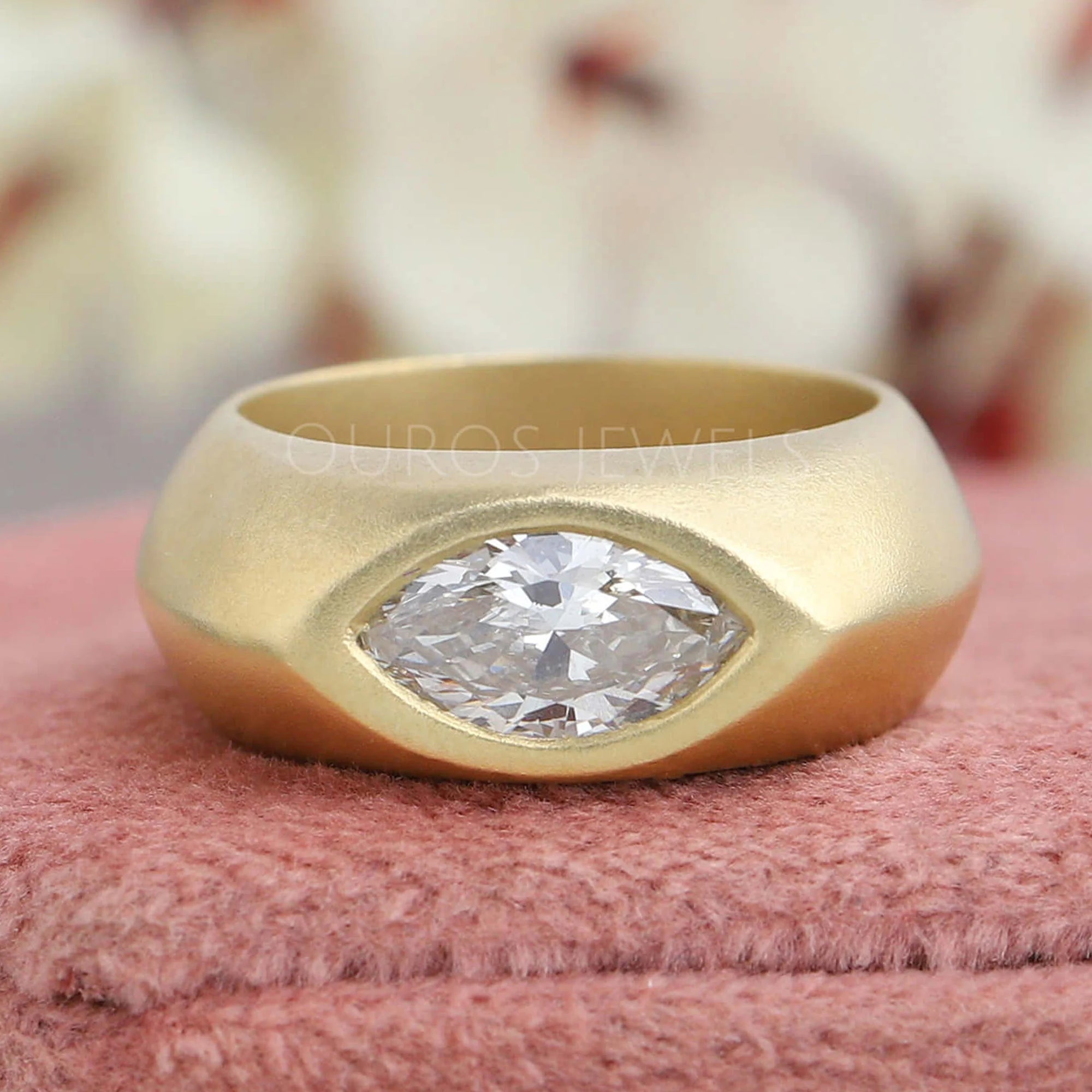 Marquise Cut Lab Diamond Matte Finish Band
