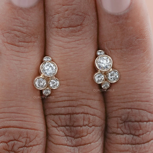Round Lab Diamond Bezel Set Huggie Earrings Earring