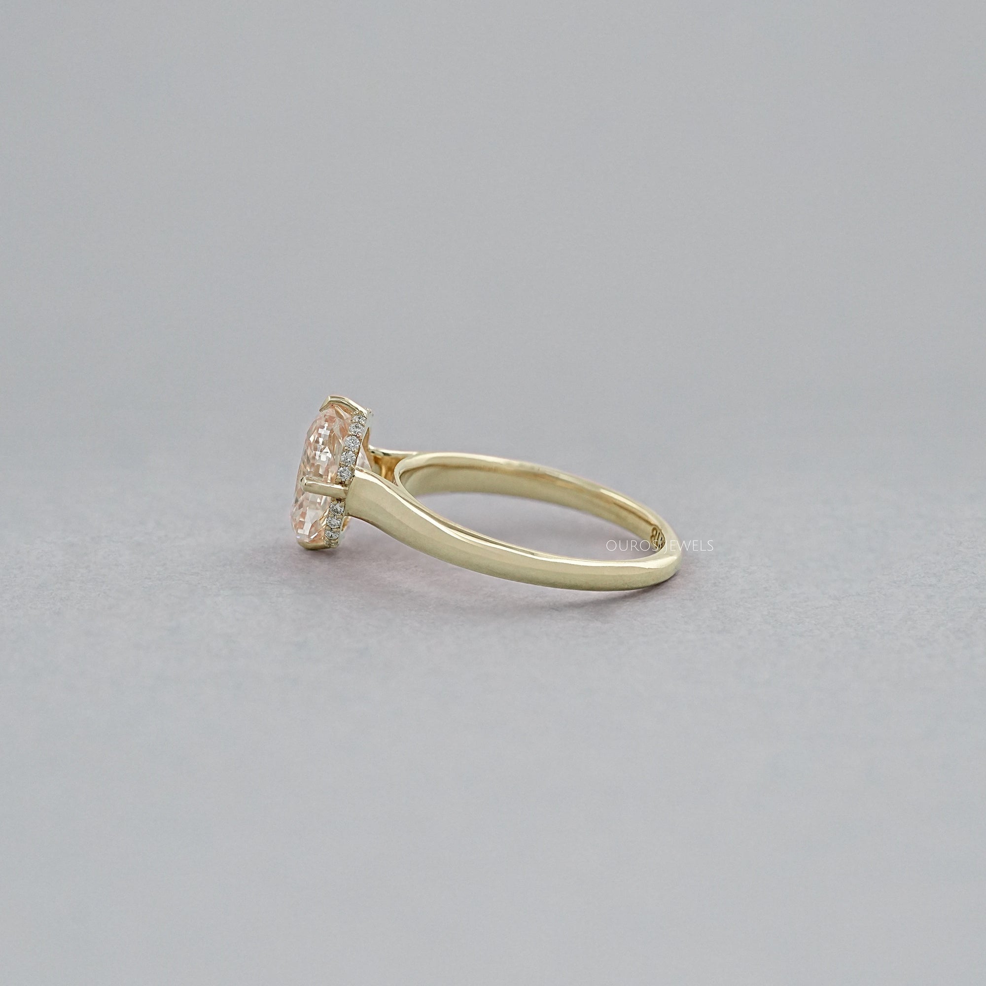 Fancy Intense Pink Cushion Cut Hidden Halo Ring Ring