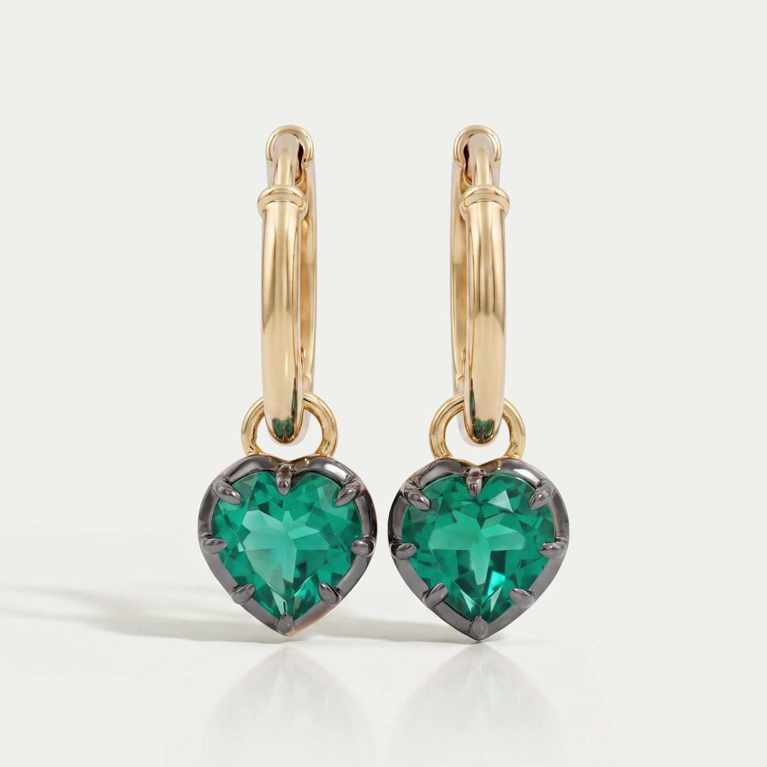 Green Heart Cut Black Coating Hoop Earrings Earrings