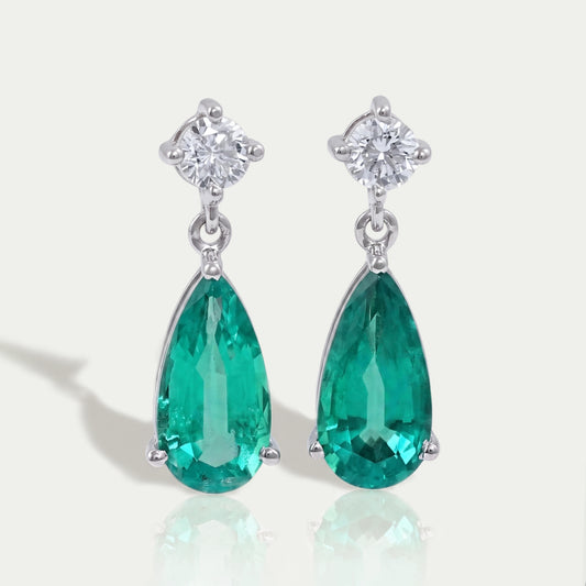 Green Pear Gemstone Drop Earrings Earrings