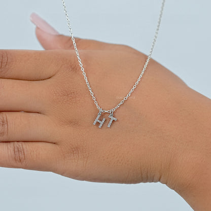 Charms Letter Round Diamond Pendant Necklaces
