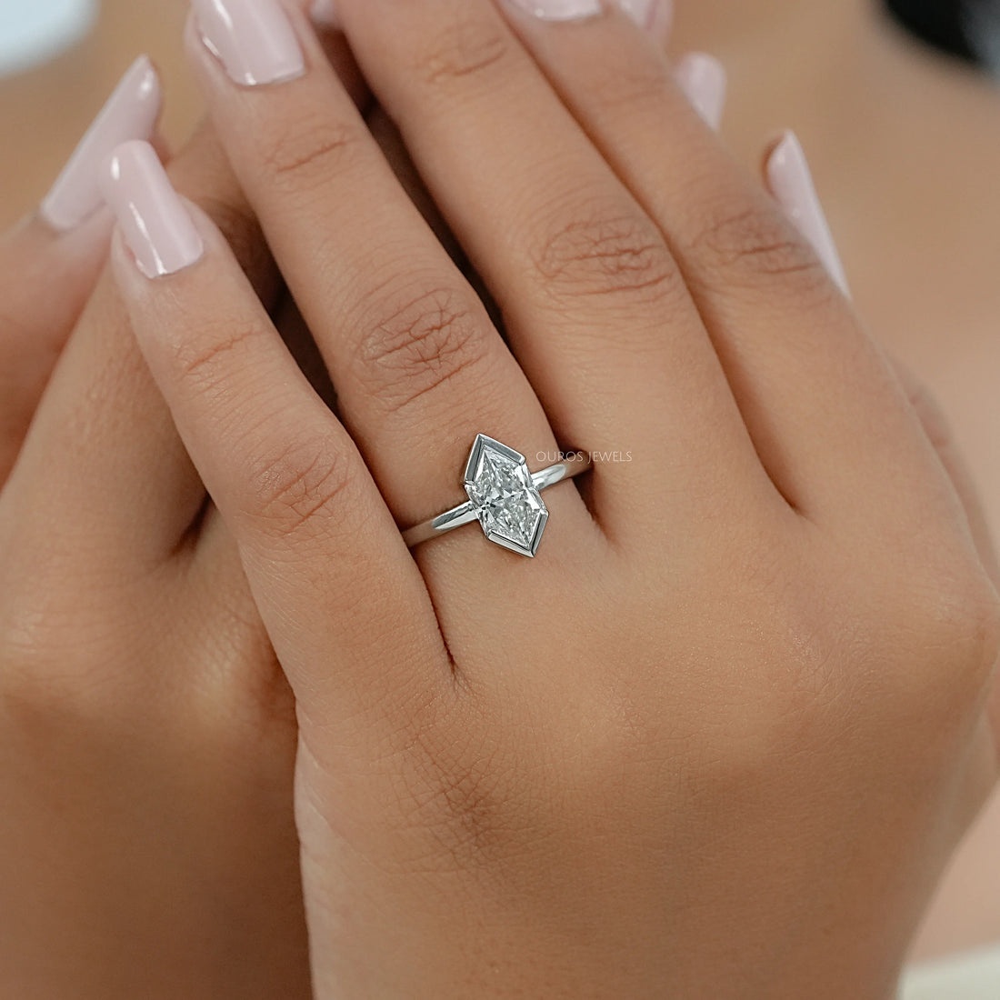 Half Bezel Dutch Marquise Diamond Solitaire Ring Ring