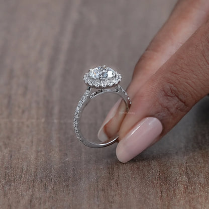Round Cut Halo With Accent Diamond Engagement Ring