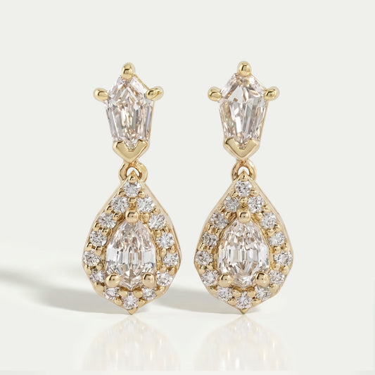 Halo Diamond Step Cut Pear Dangle Earrings Earring