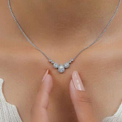 Pear Cut Halo Teardrop Chain Necklace Necklaces