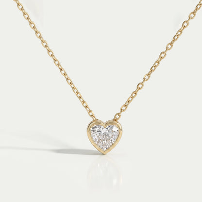 Heart Cut Lab Diamond Solitaire Bezel Pendant Necklaces