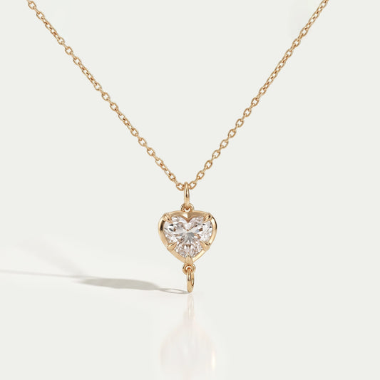 Solitaire Heart Cut Lab Grown Diamond Pendant Necklaces