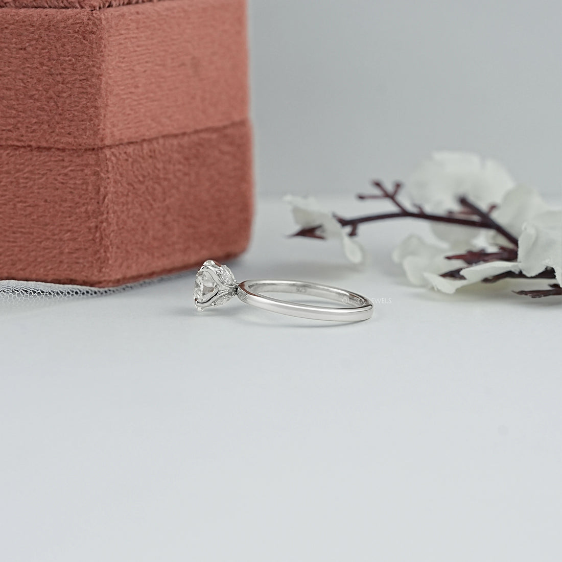 Heart Diamond Tulip Set Solitaire Ring Ring