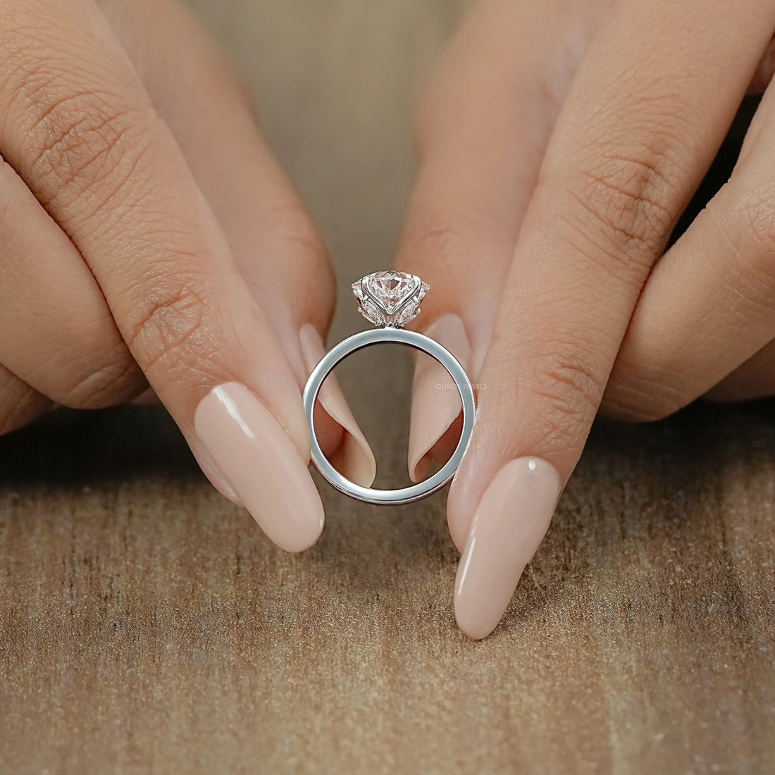Heart Diamond Tulip Set Solitaire Ring Ring
