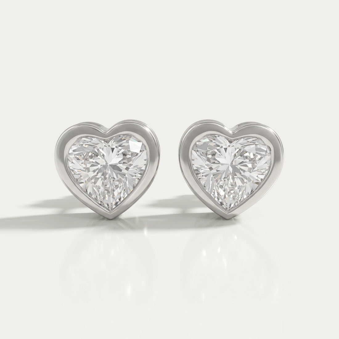Heart Diamond Bezel Set Stud Earrings Earrings
