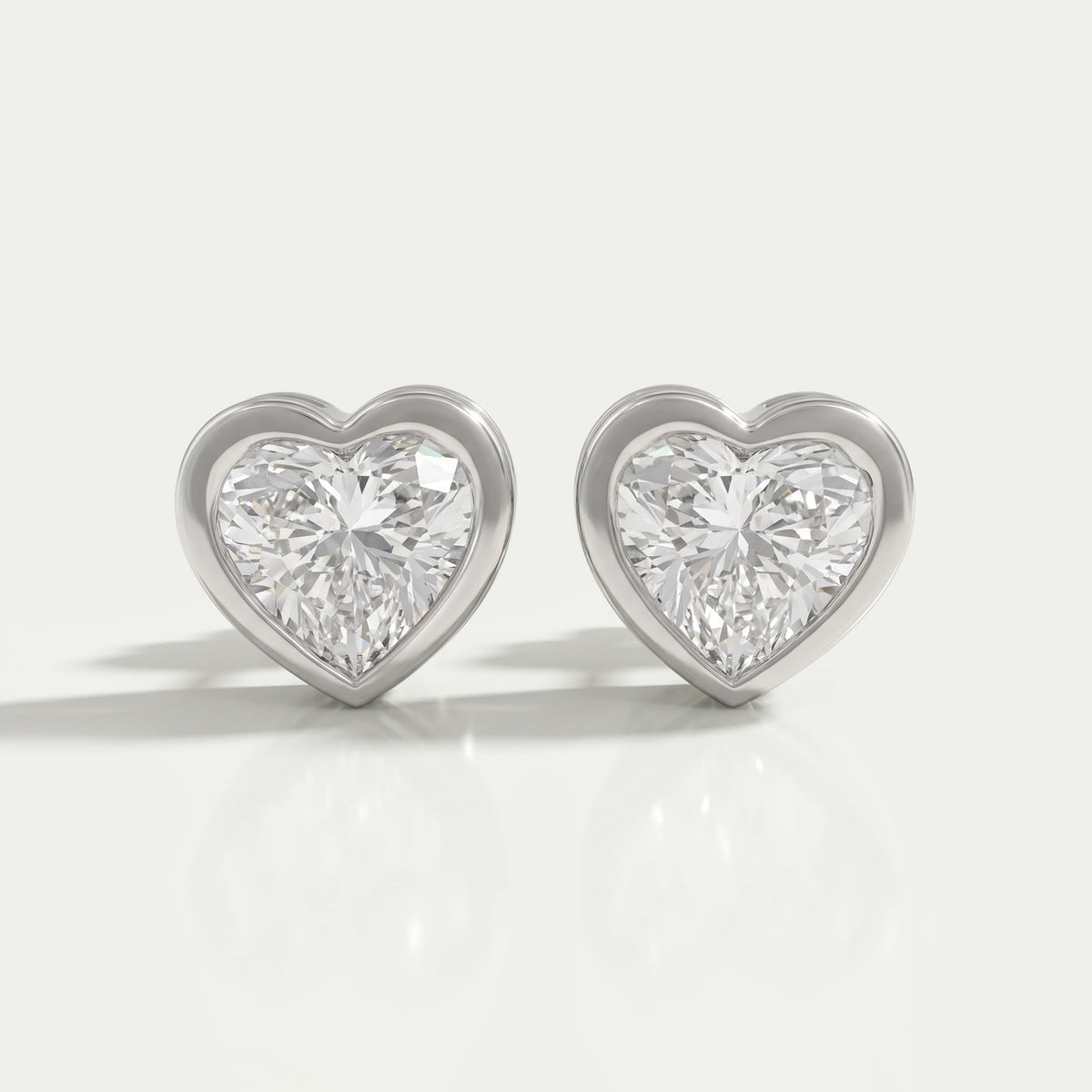 Heart Diamond Bezel Set Stud Earrings Earrings