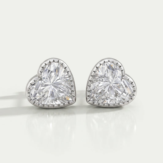 Heart Cut Lab Diamond Milgrain Set Earrings Earrings