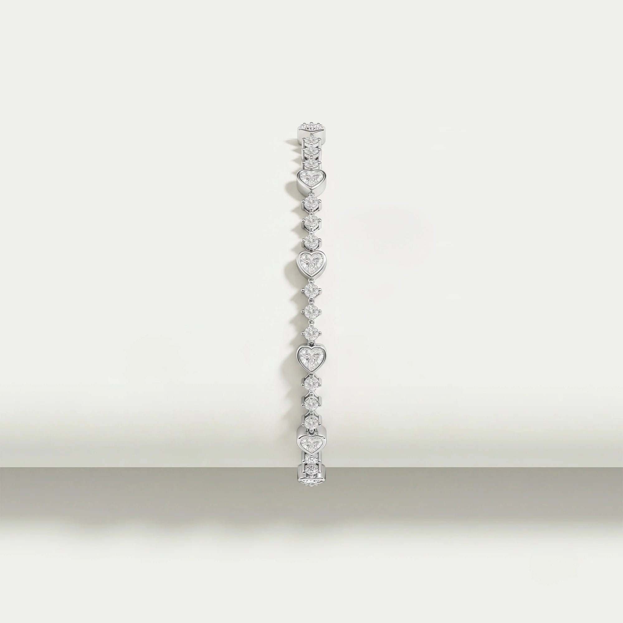 Heart And Round Diamond Bezel Set Bracelet